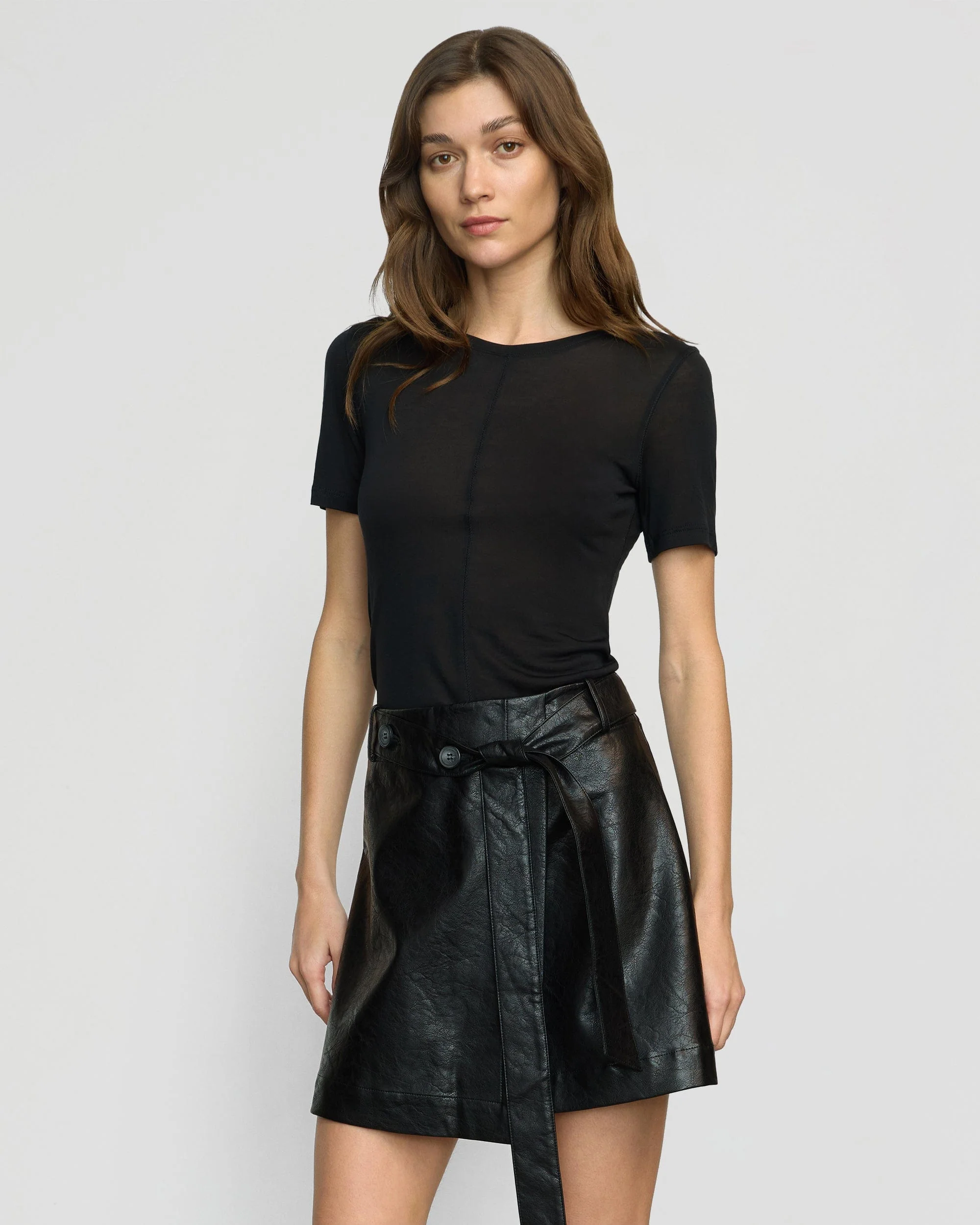 Thea Semi-Sheer Tencel Crew-Neck Tee