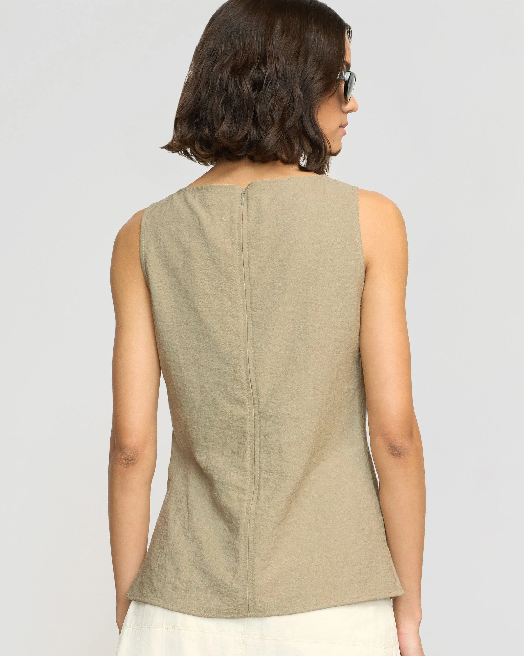Jeannie Split-Hem Sleeveless Blouse