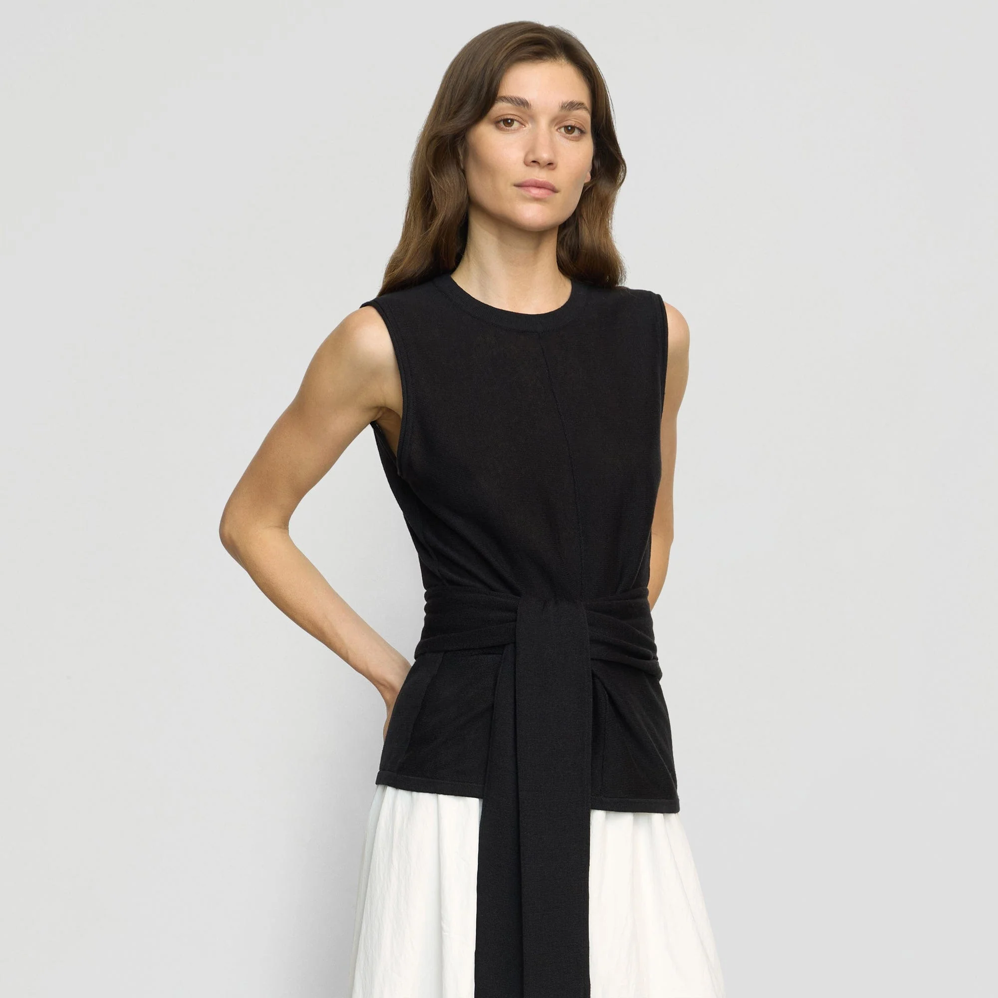 Rois Tie-Front Linen-Cotton Top