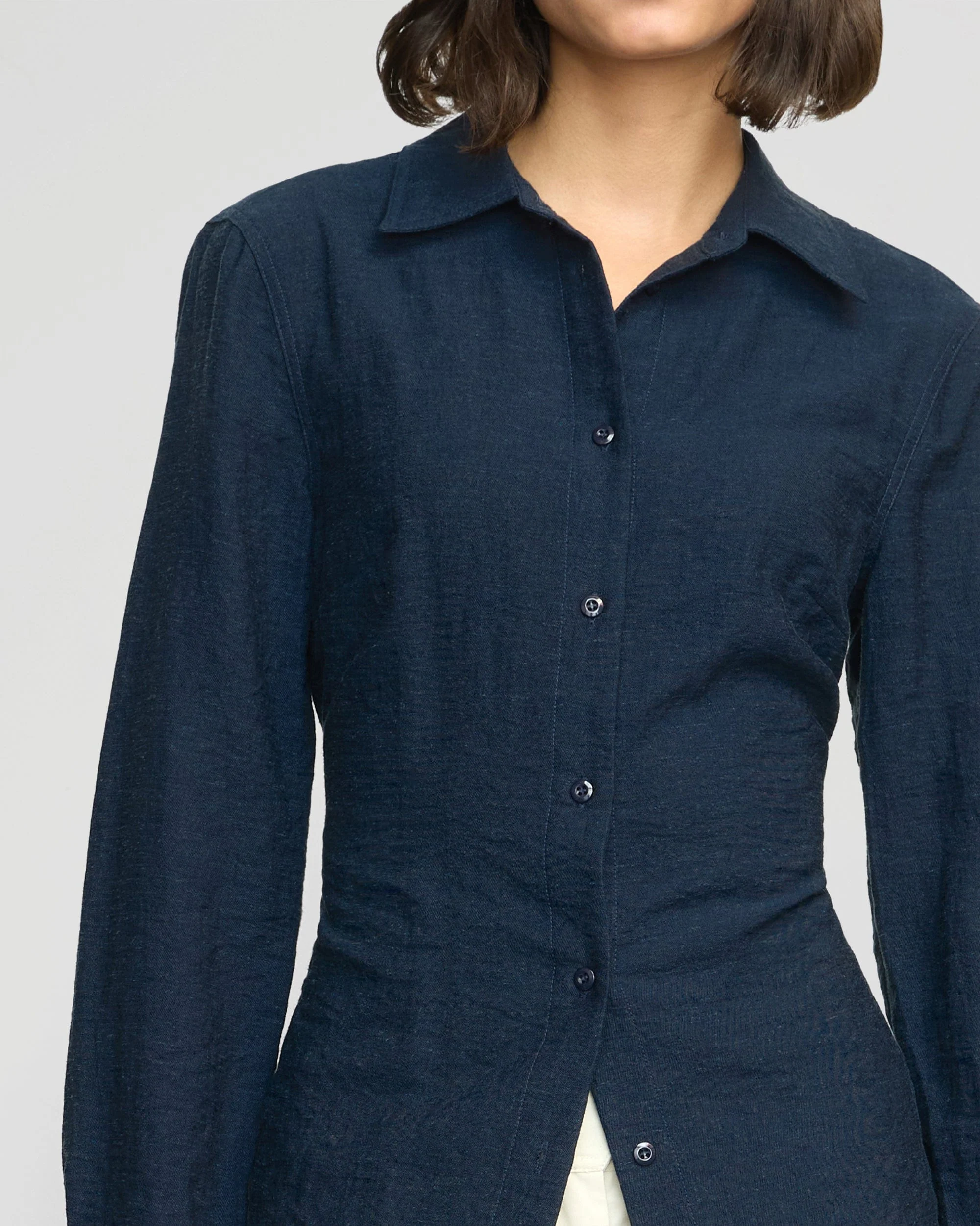 Leyton Cinch-Waist Button-Back Shirt