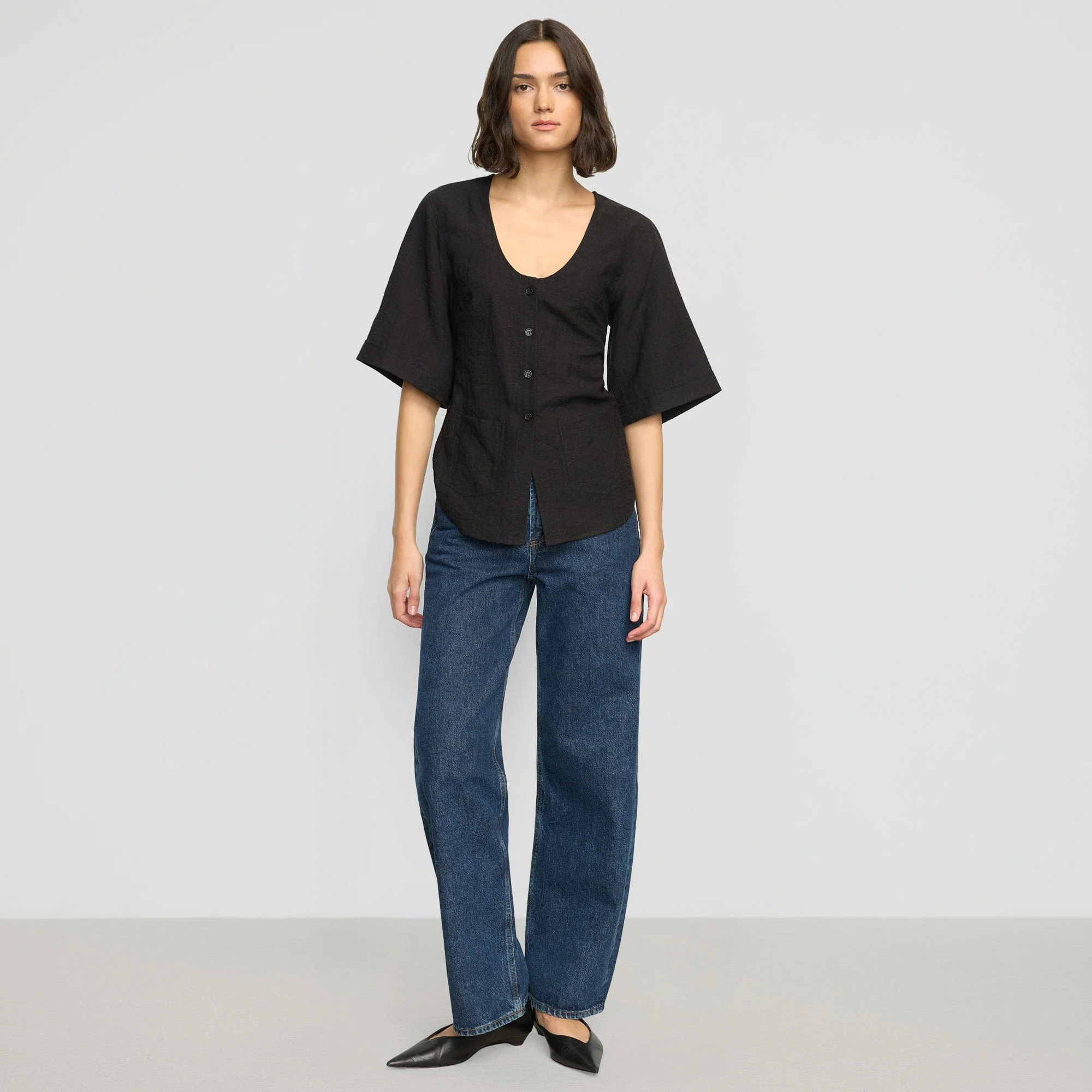 Katniss Pocket Tulip-Hem Blouse