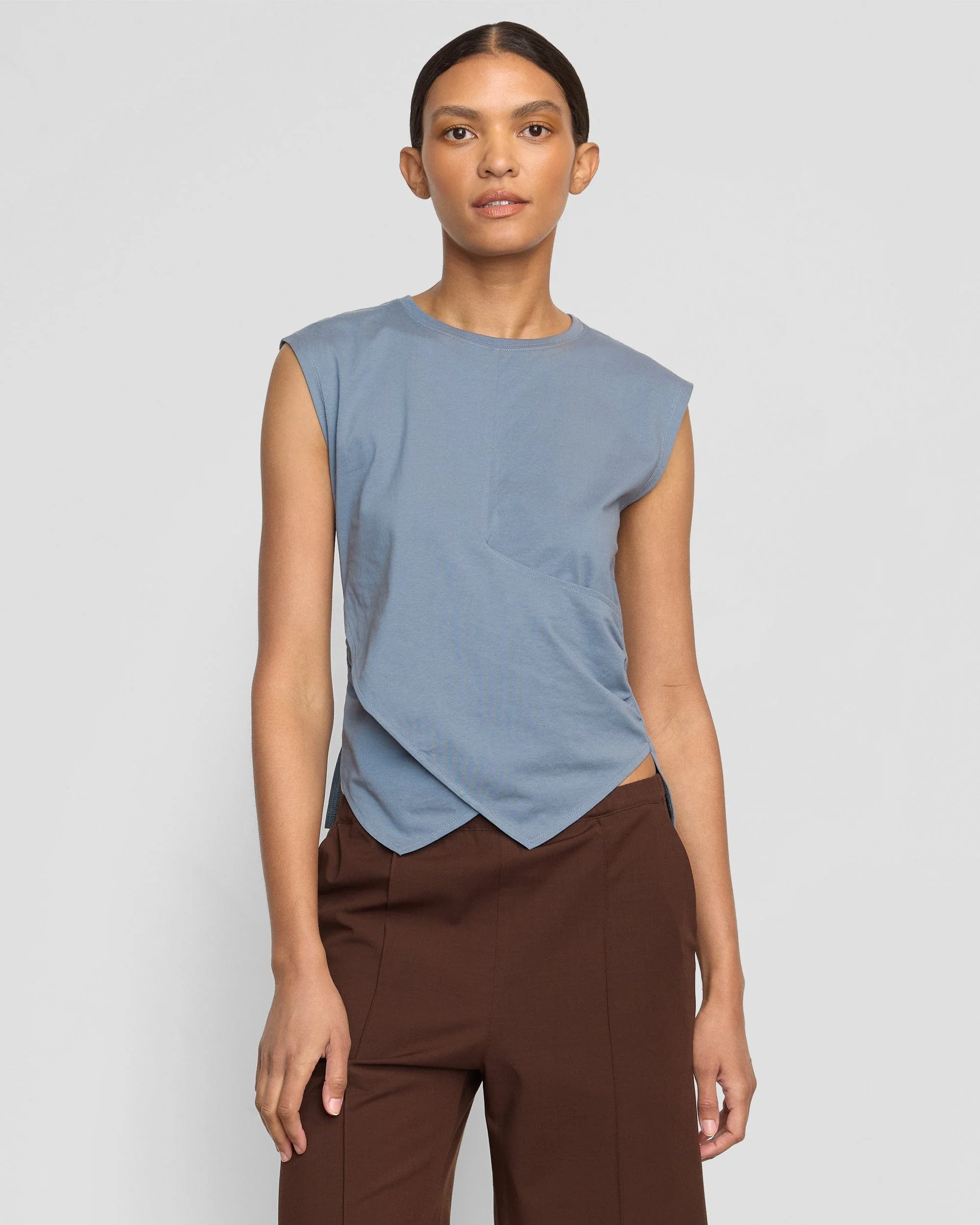 Janelle Front-Wrap Jersey Tee