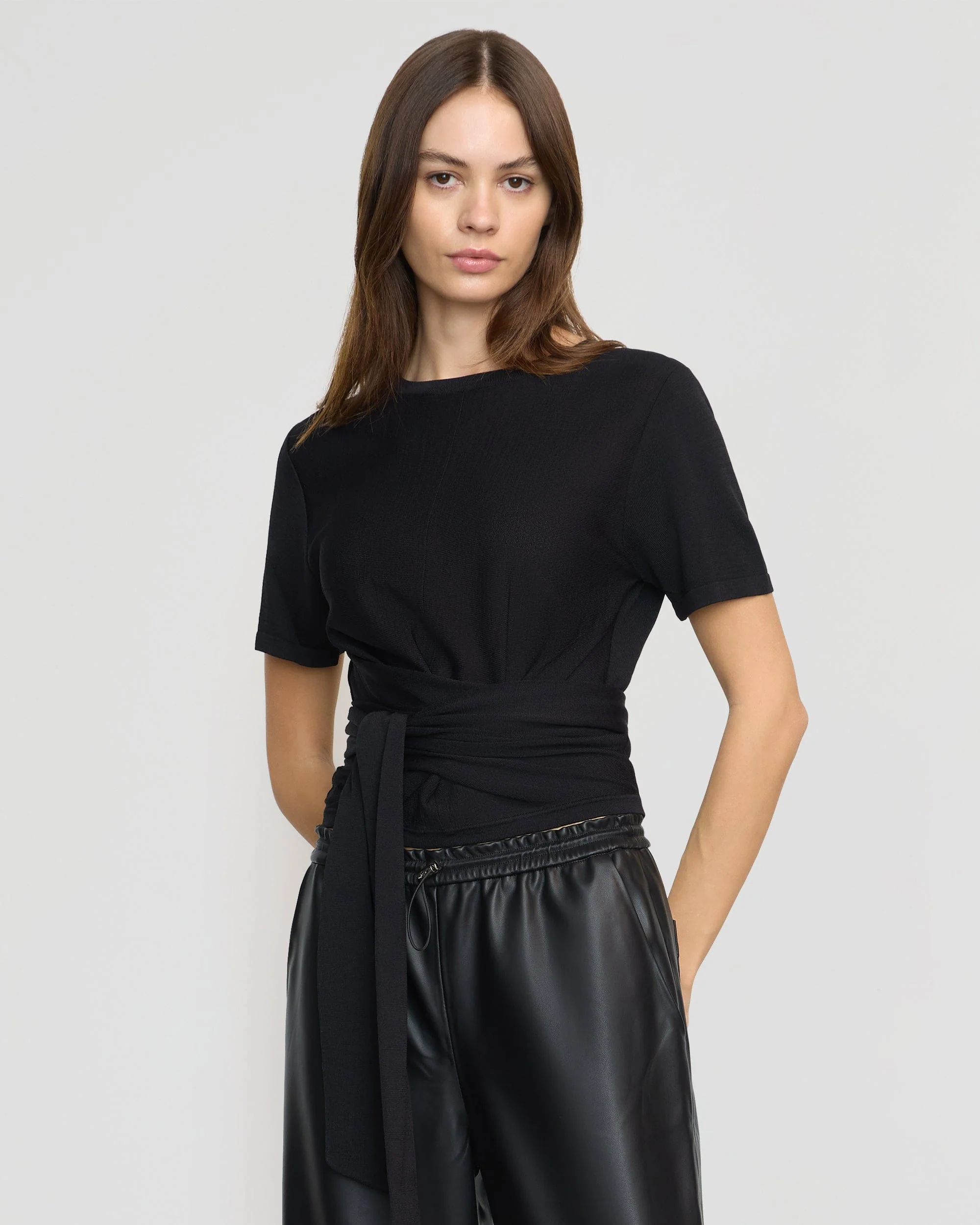 Jude Cropped Tie-Front Top