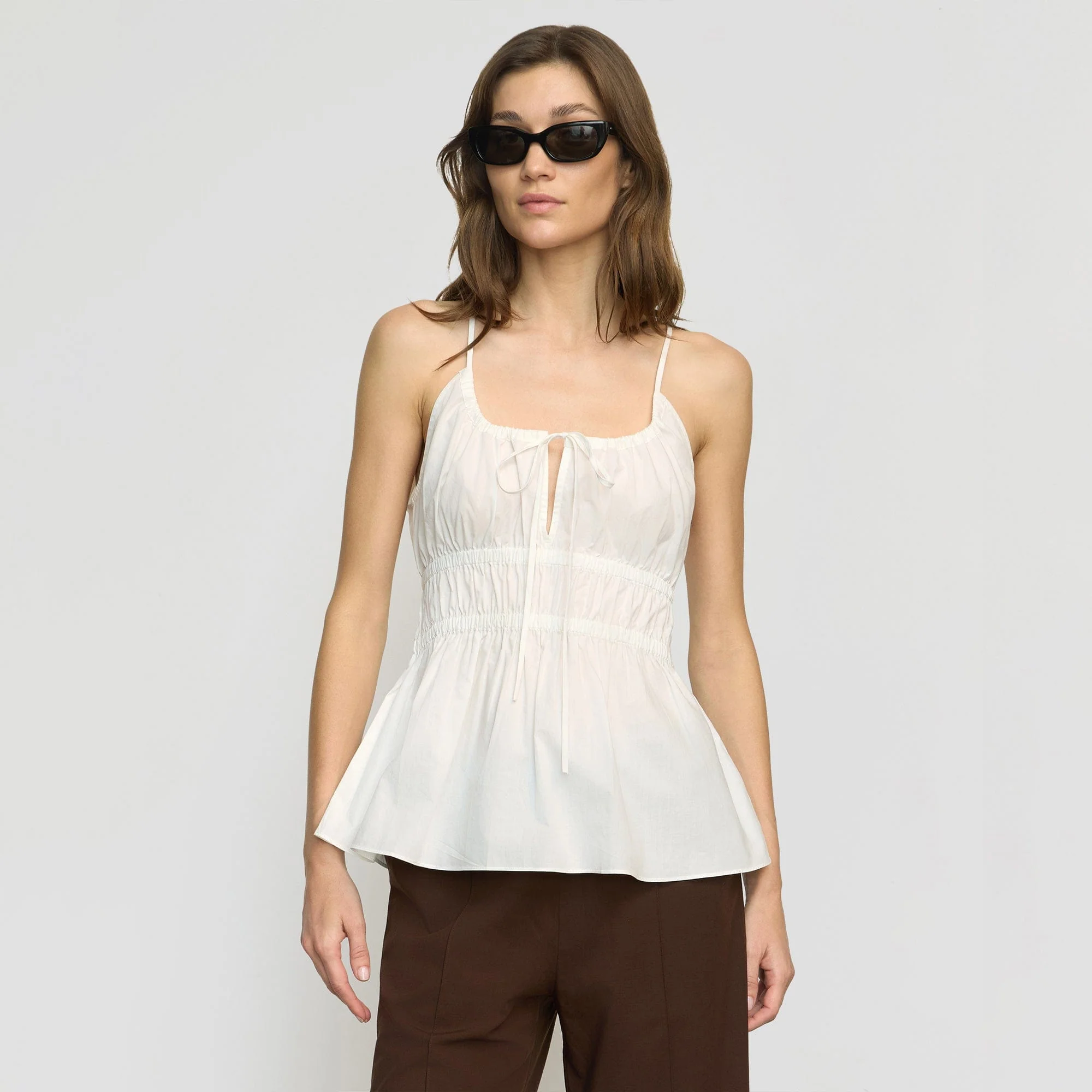 Jamila Organic Cotton Semi-Sheer Ruched Cami