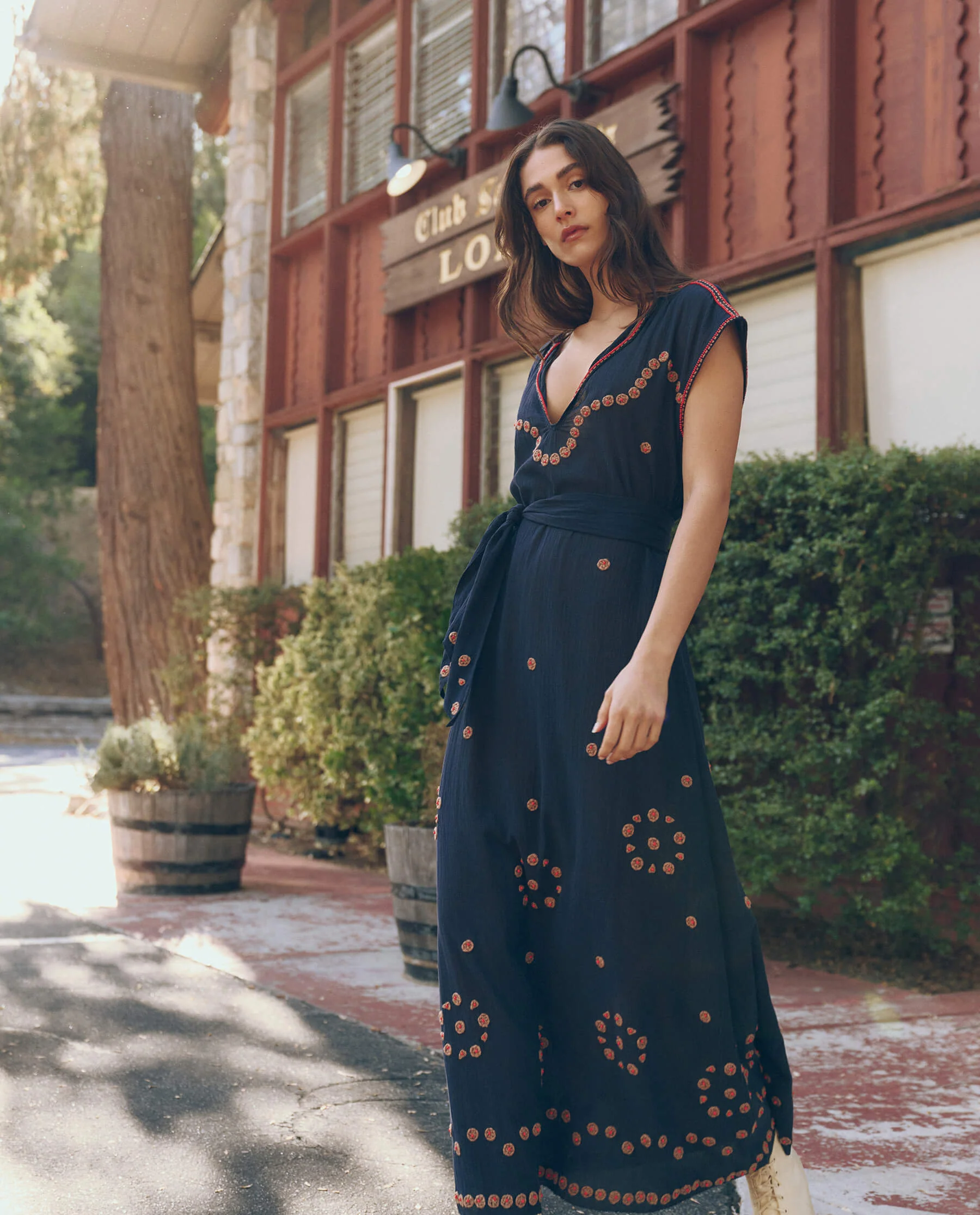 The Beaded Corridor Dress. -- Navy