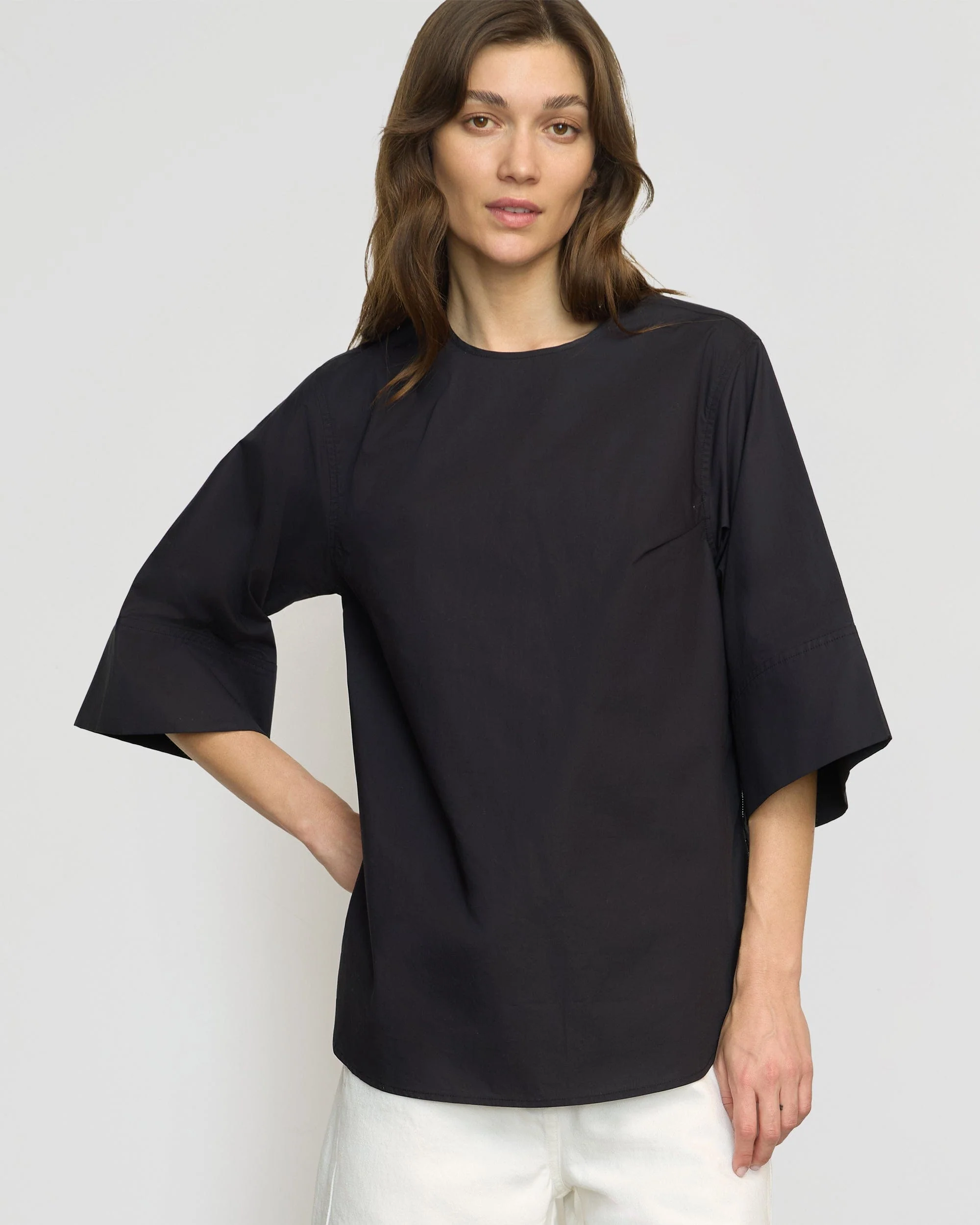 Catie Side-Zip Oversized Tulip-Hem Top