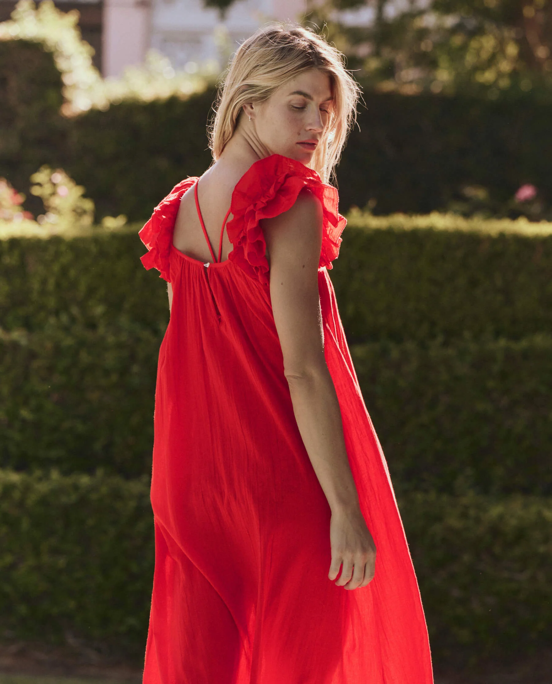 The Ruffle Coverup. -- Hot Red