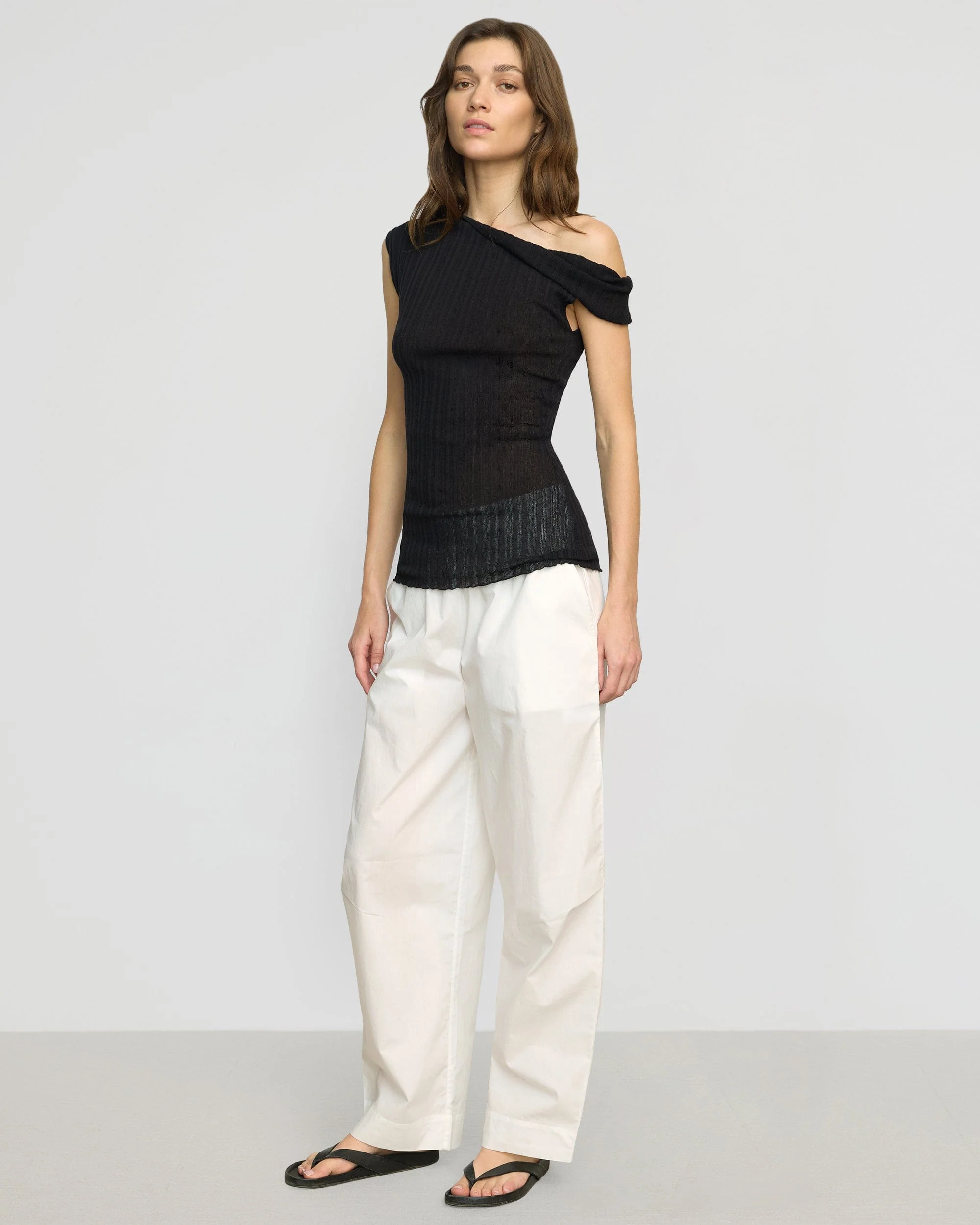 Saba Off-Shoulder Semi-Sheer Knit Top