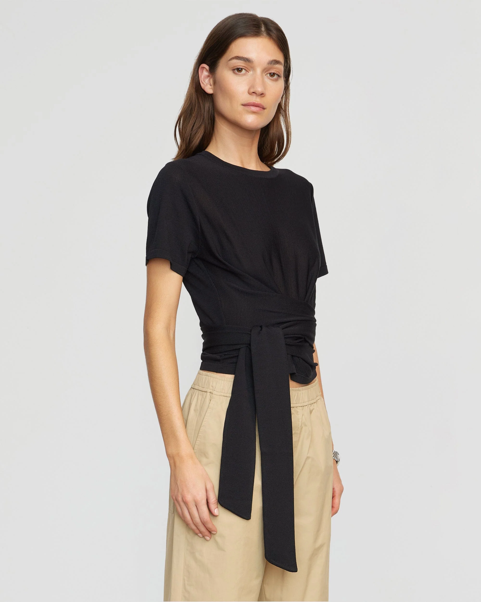 Jude Cropped Tie-Front Top