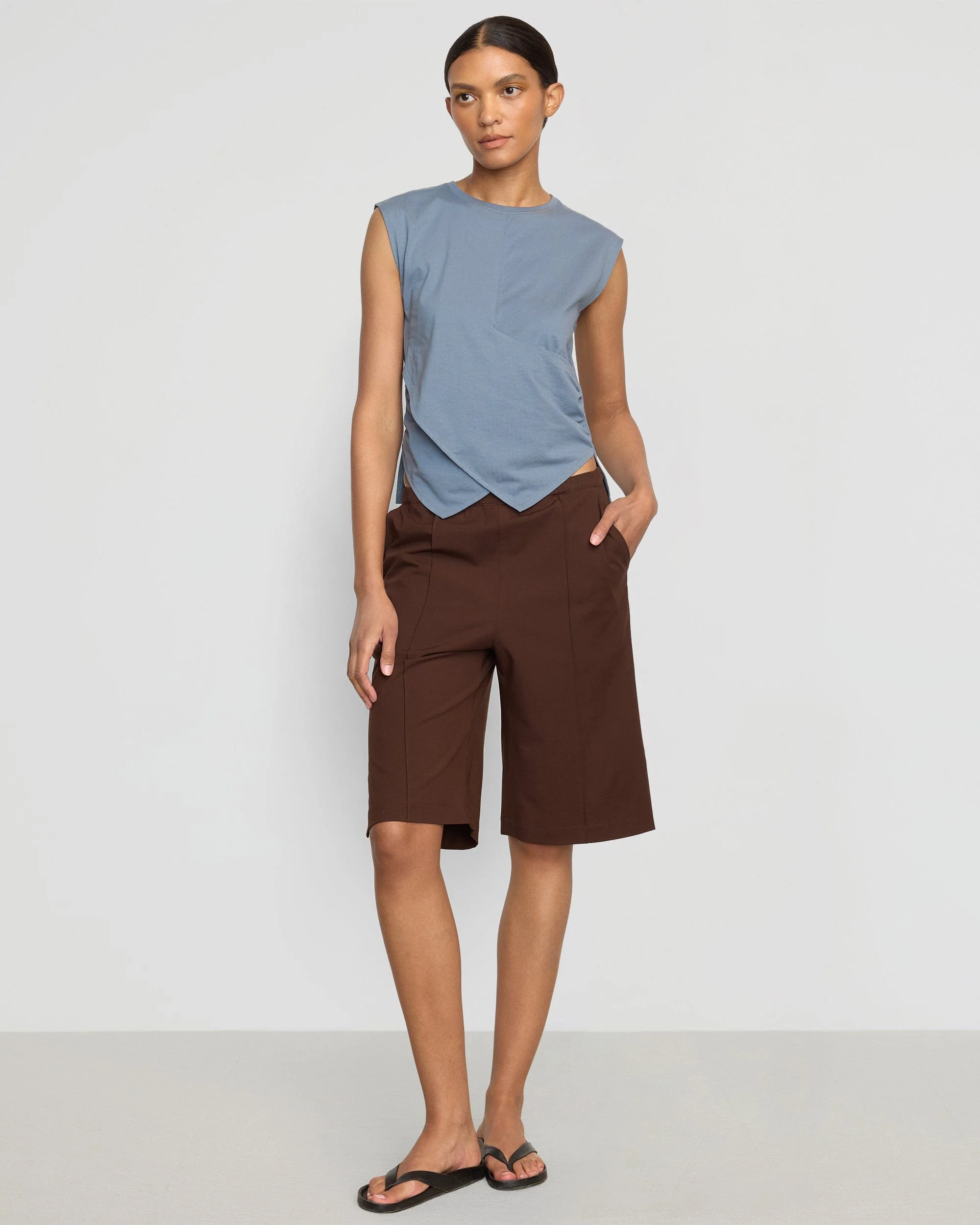 Janelle Front-Wrap Jersey Tee