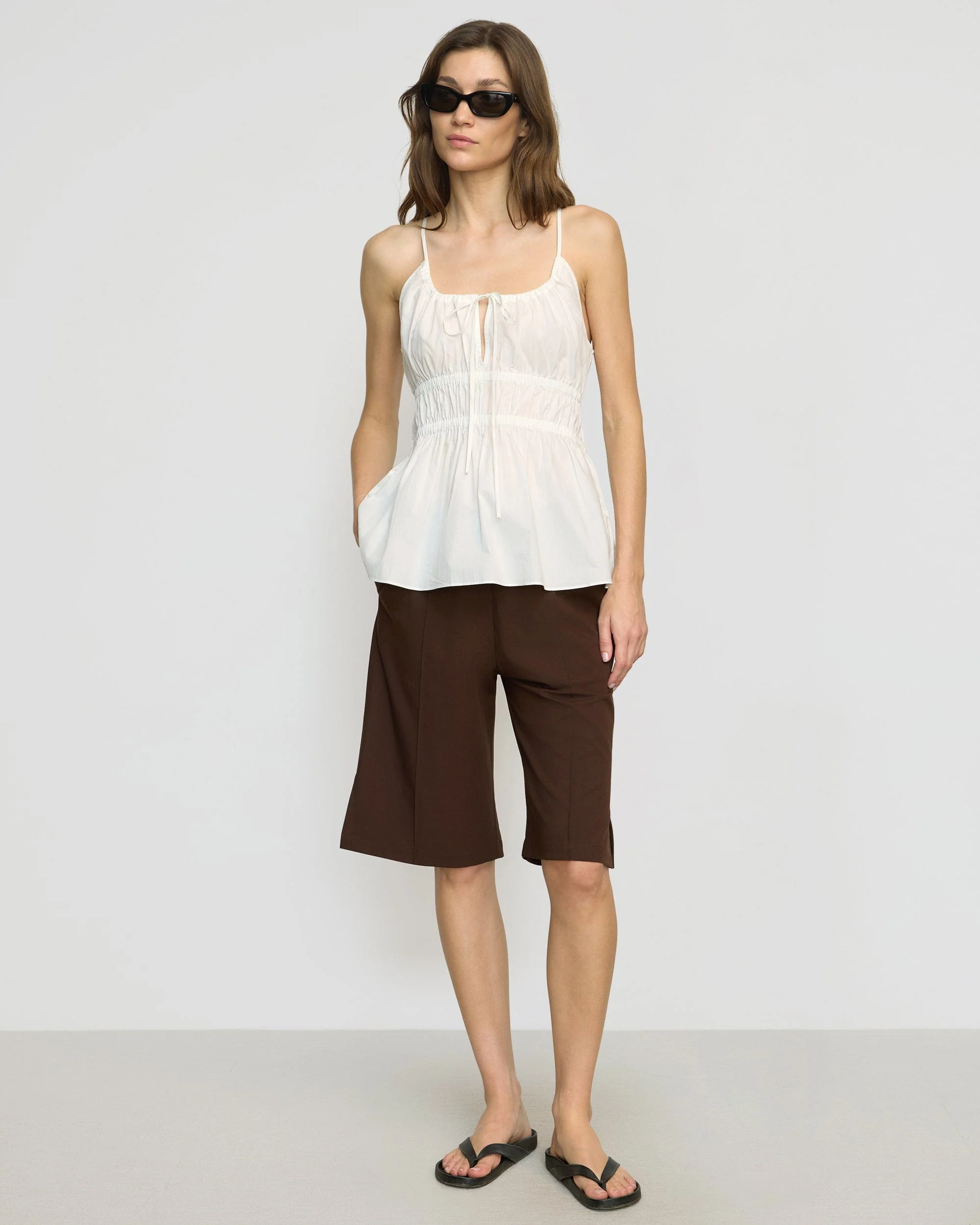 Jamila Organic Cotton Semi-Sheer Ruched Cami