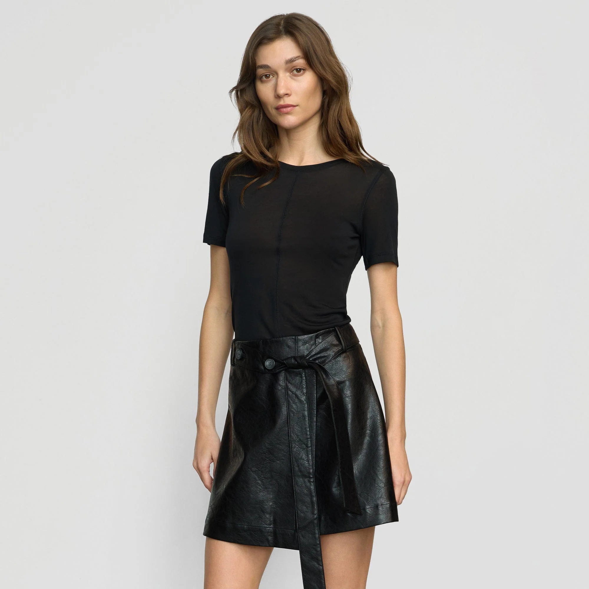 Thea Semi-Sheer Tencel Crew-Neck Tee