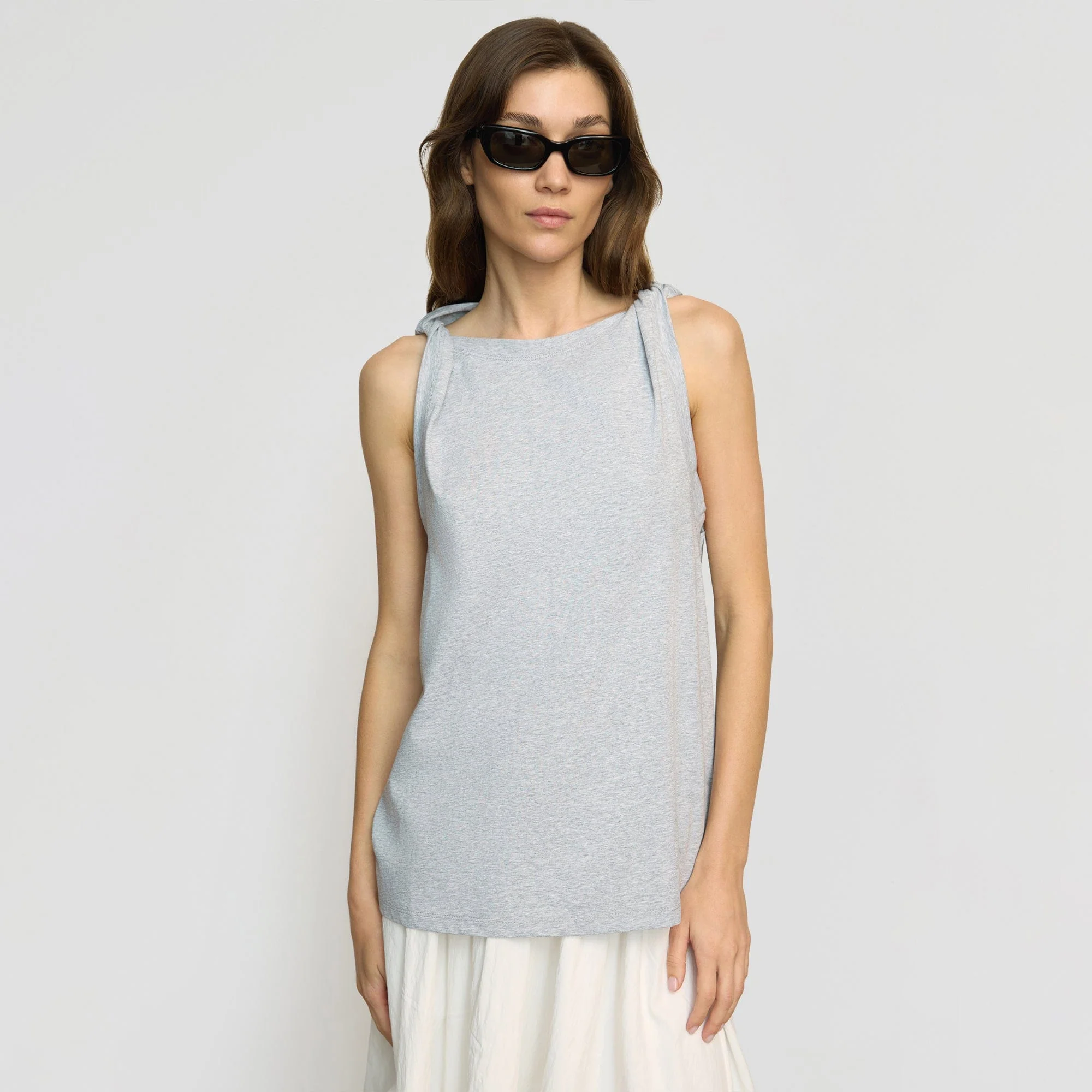 Catrina Twist-Shoulder Sleeveless Tee