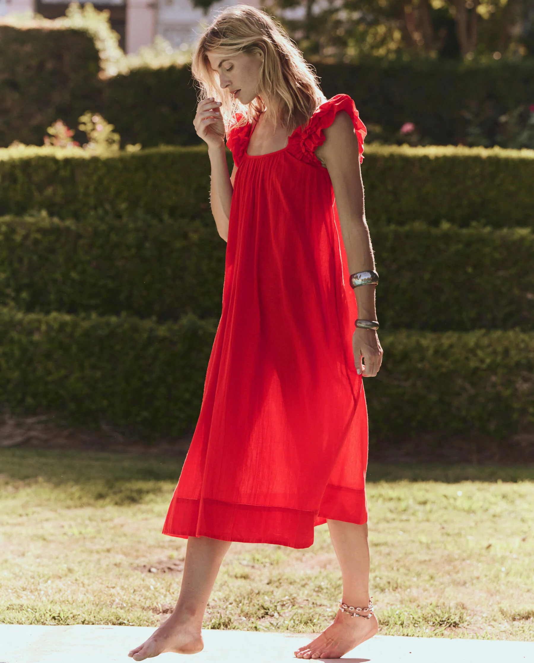 The Ruffle Coverup. -- Hot Red