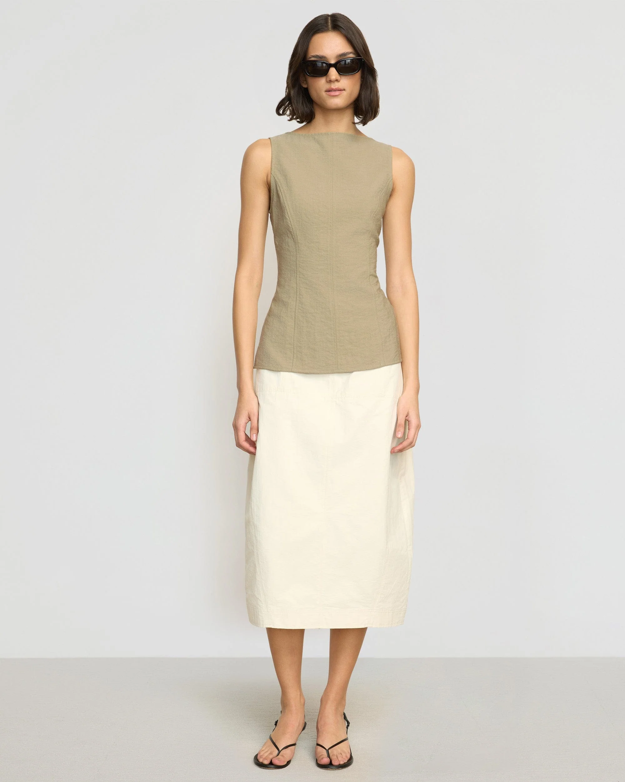 Jeannie Split-Hem Sleeveless Blouse