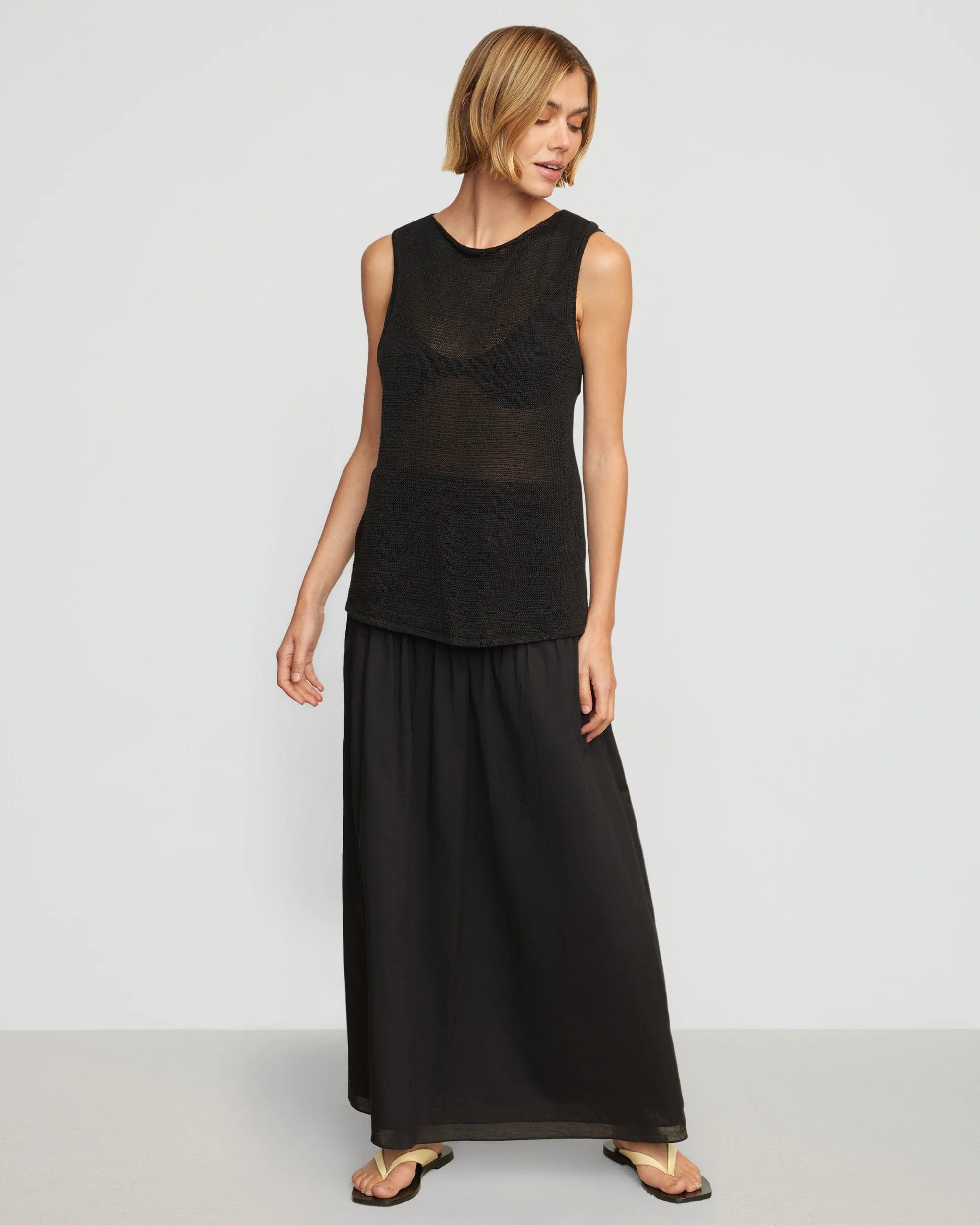 Fais Twist-Back Linen Sweater Tank