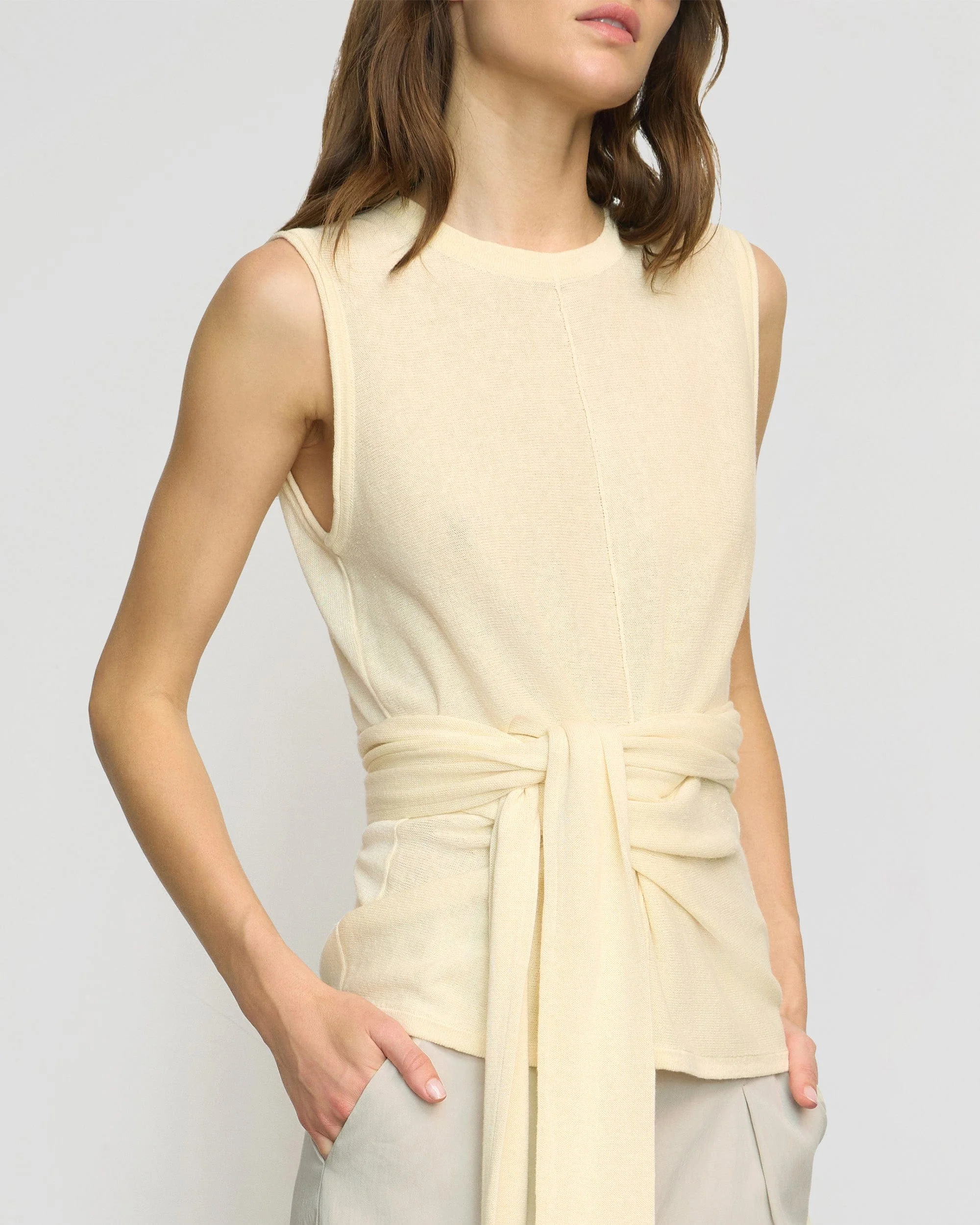 Rois Tie-Front Linen-Cotton Top