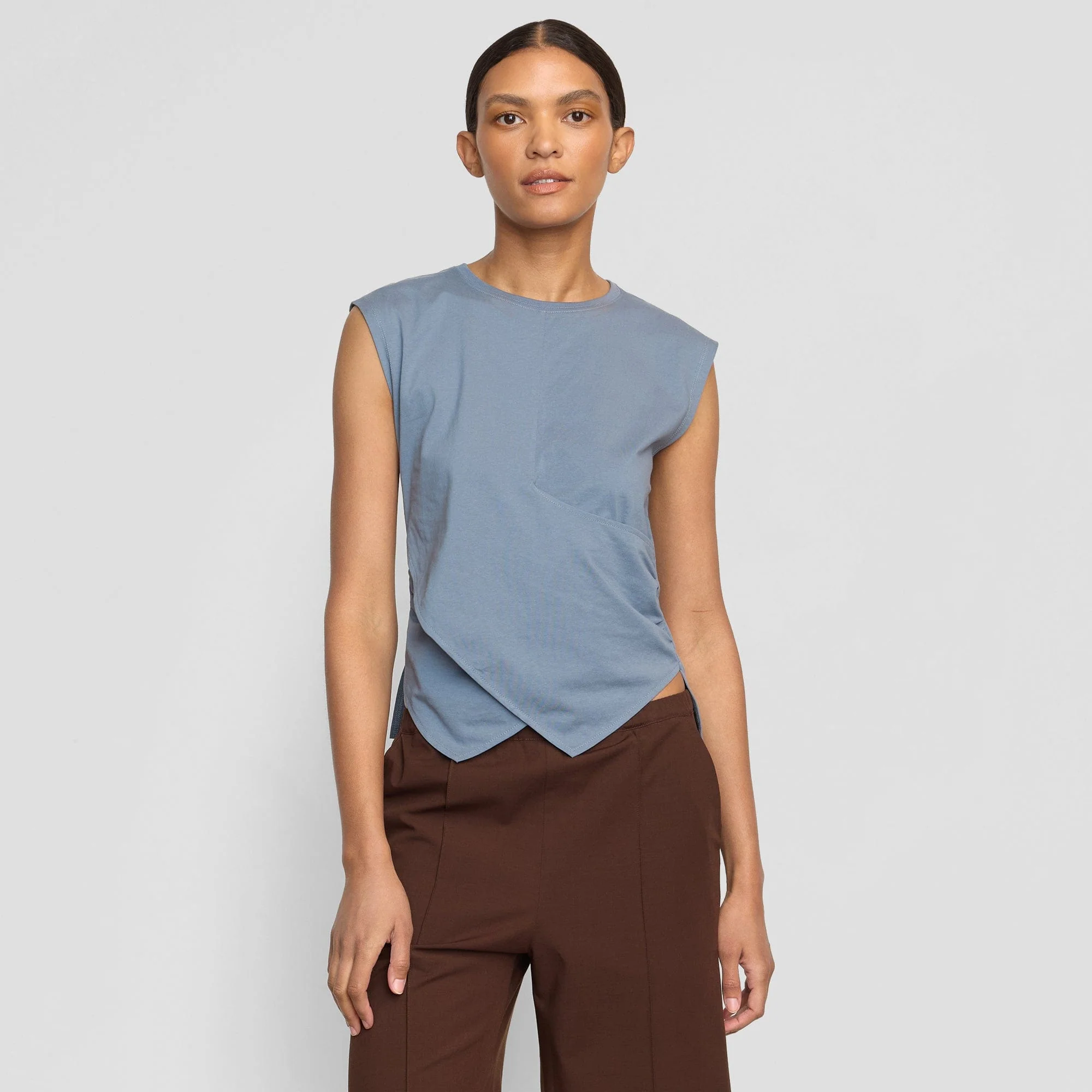 Janelle Front-Wrap Jersey Tee