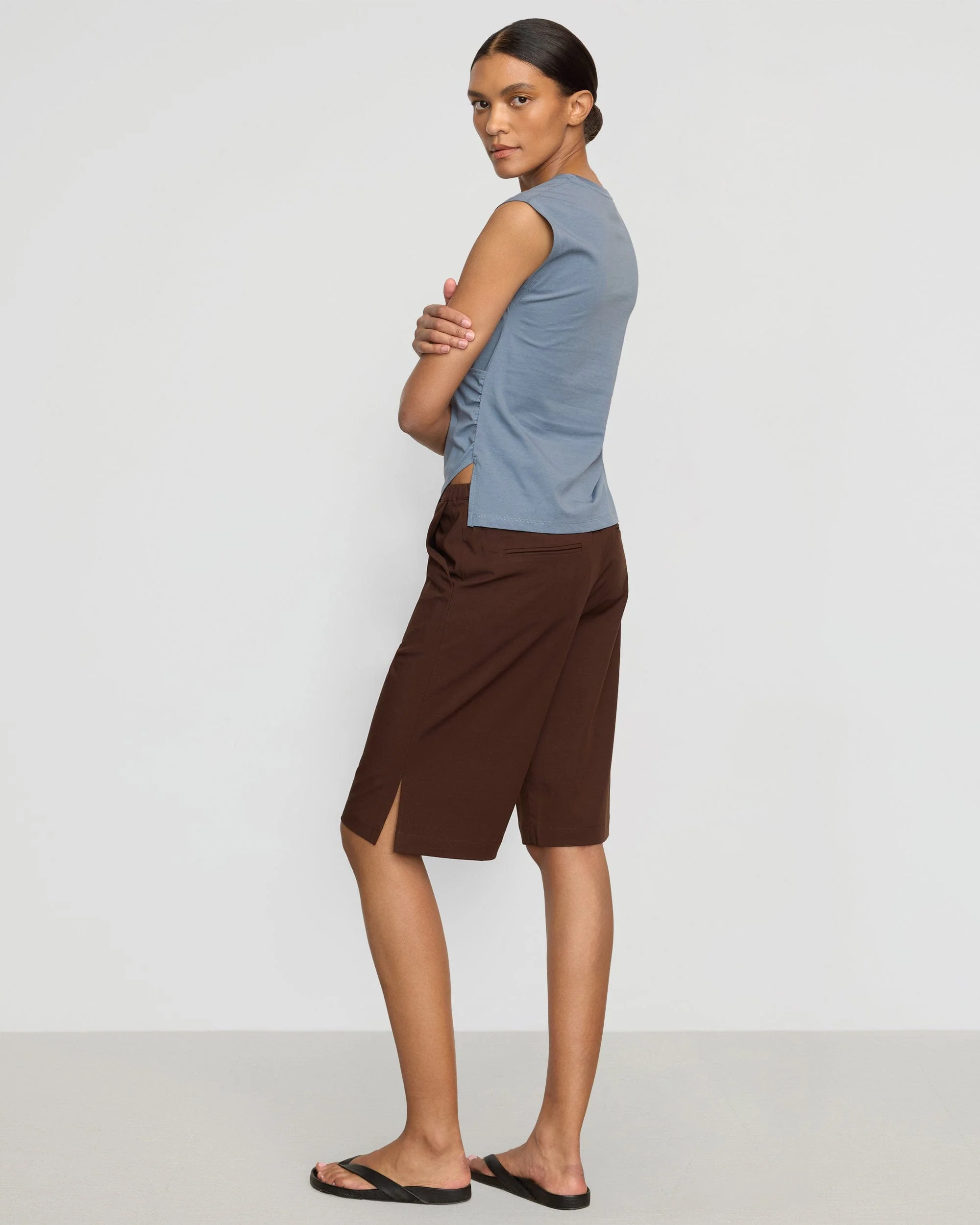 Janelle Front-Wrap Jersey Tee