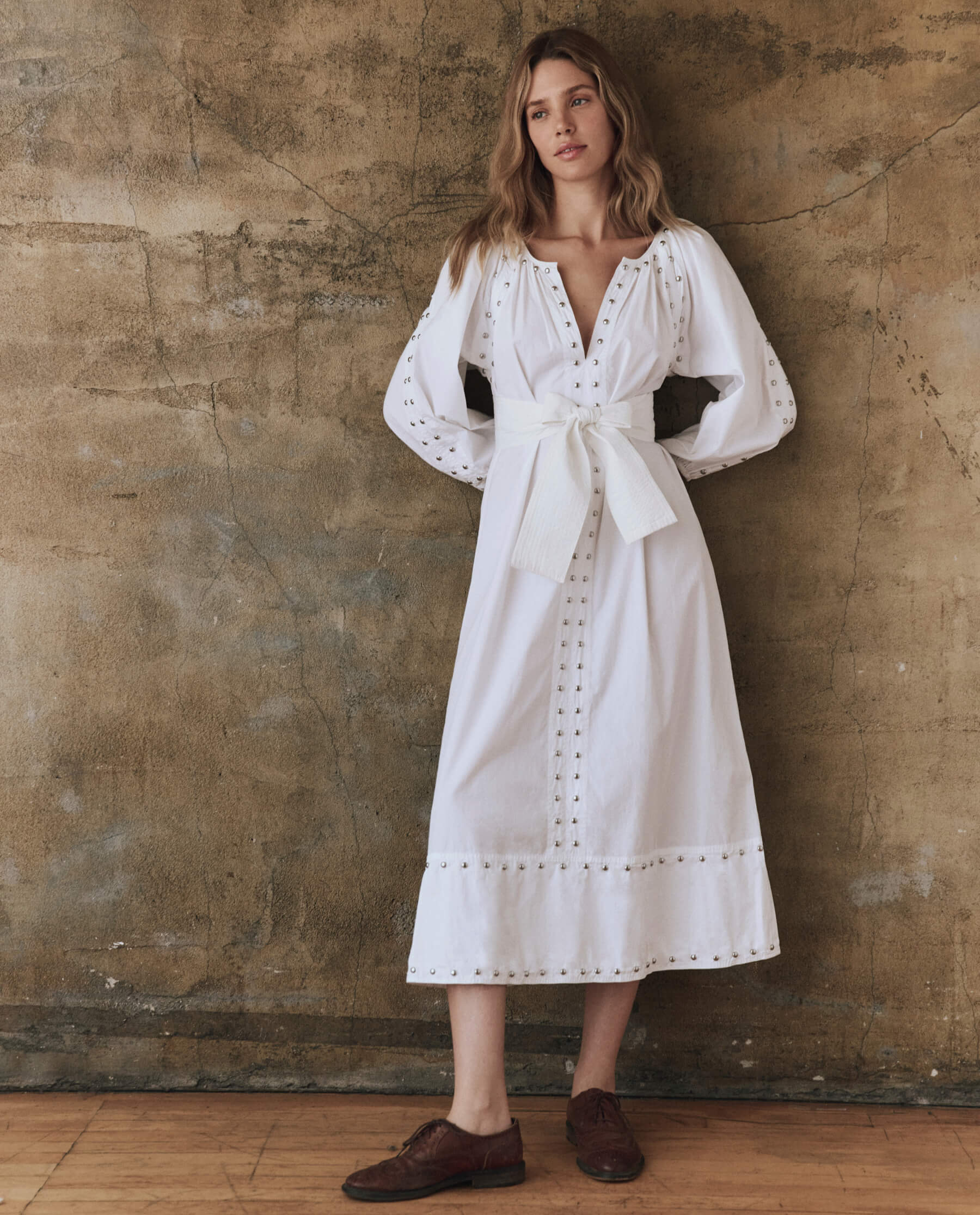 The Bodega Dress with Studs. -- White