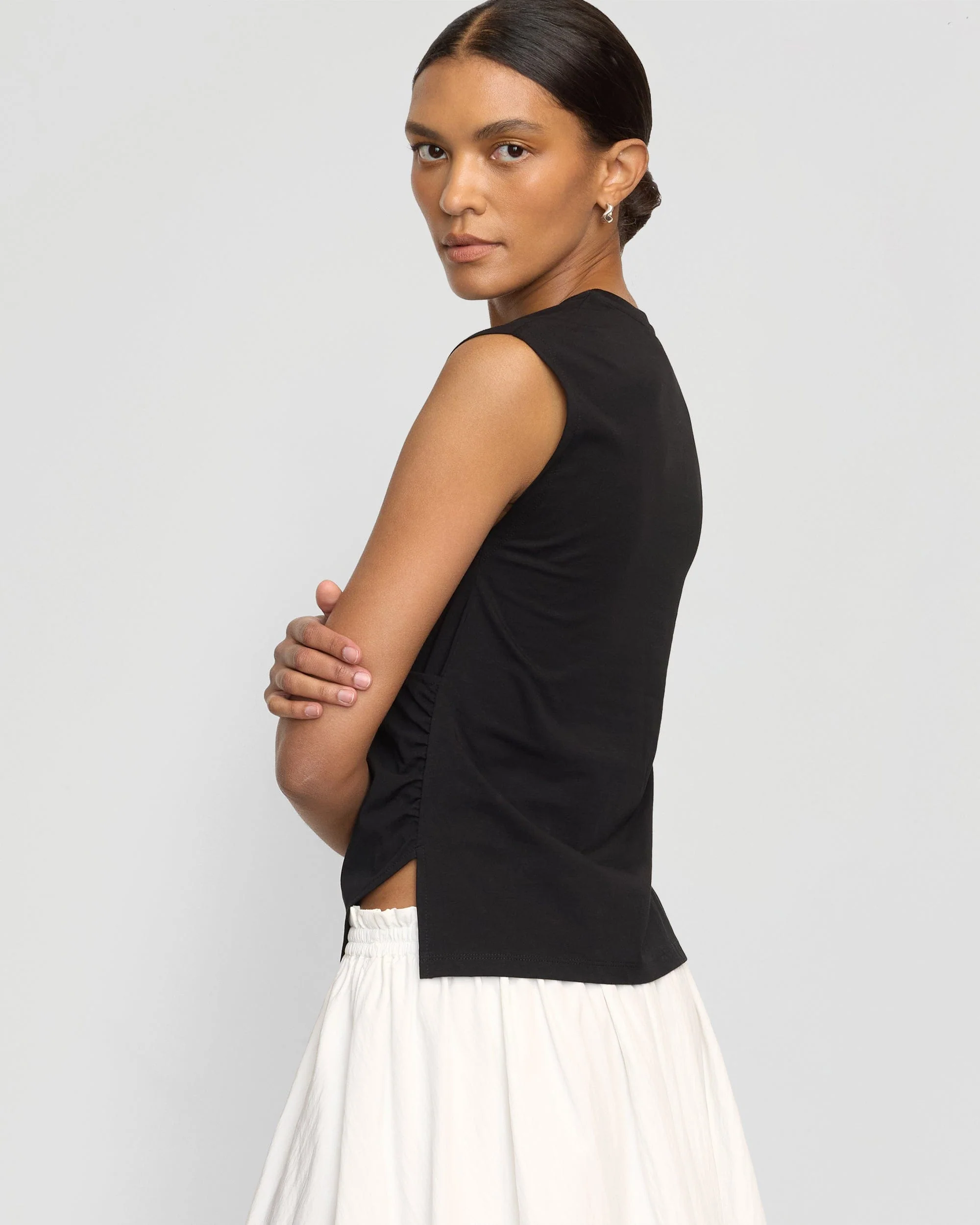 Janelle Front-Wrap Jersey Tee