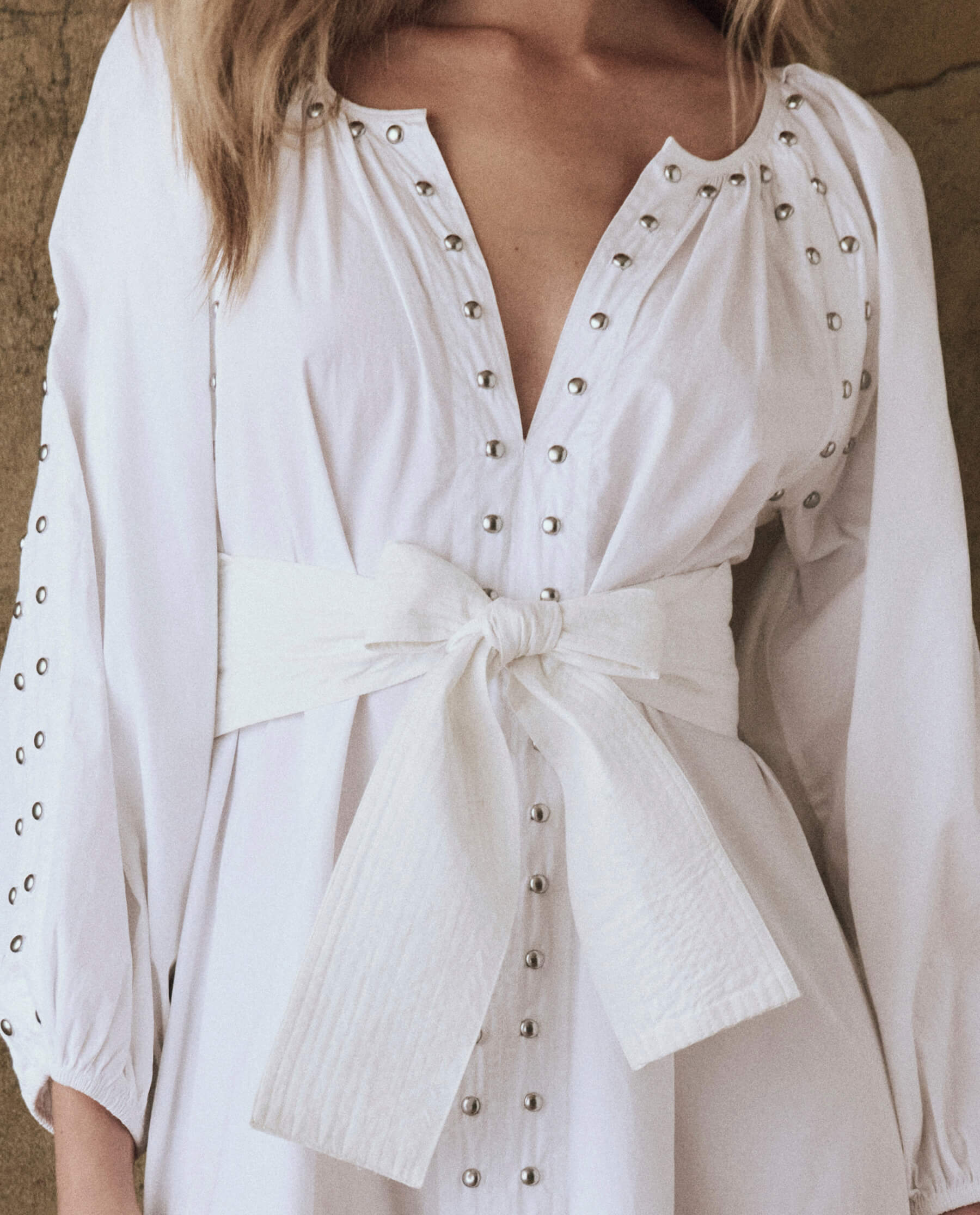 The Bodega Dress with Studs. -- White