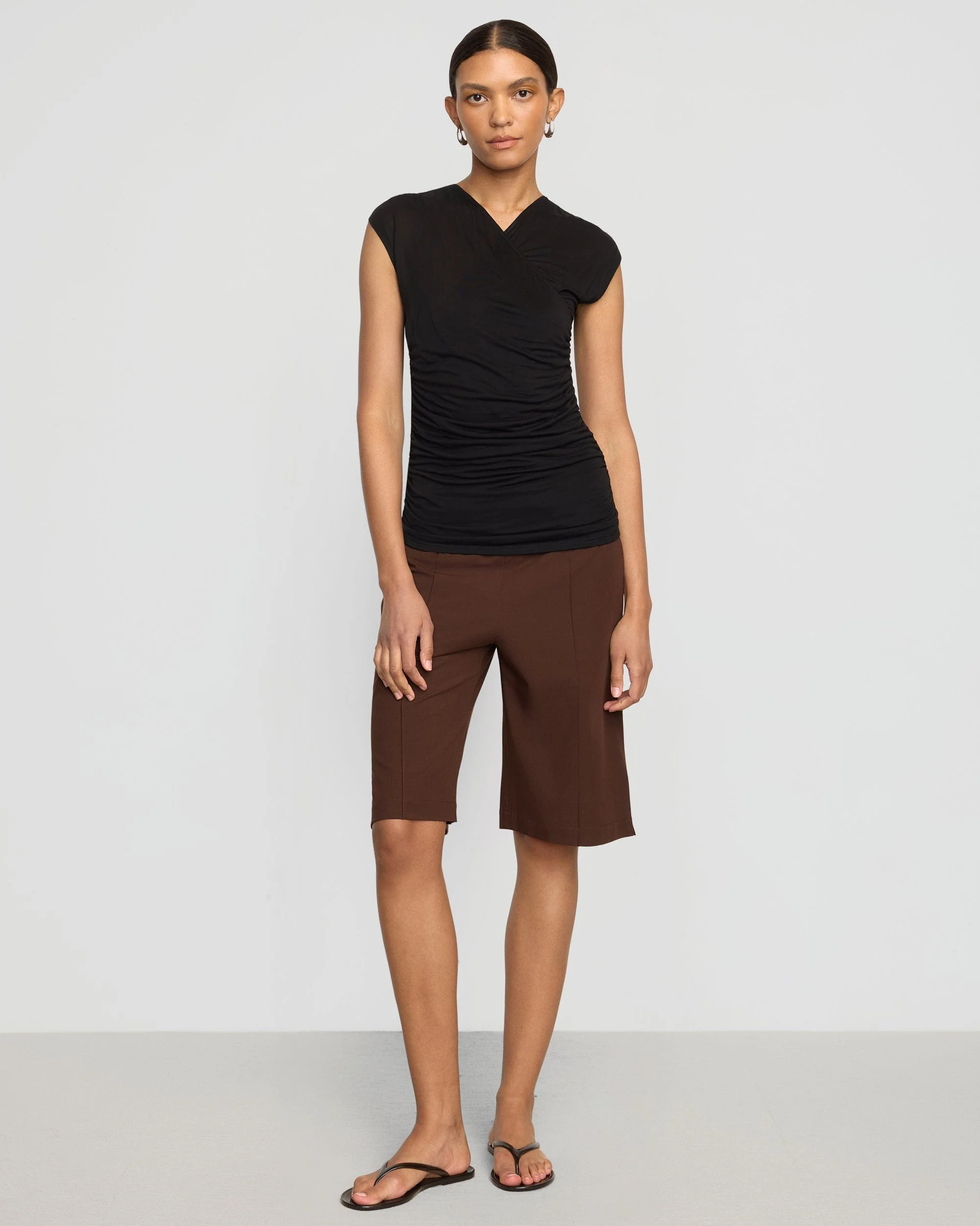Lila Tencel Wrap-Neck Tee