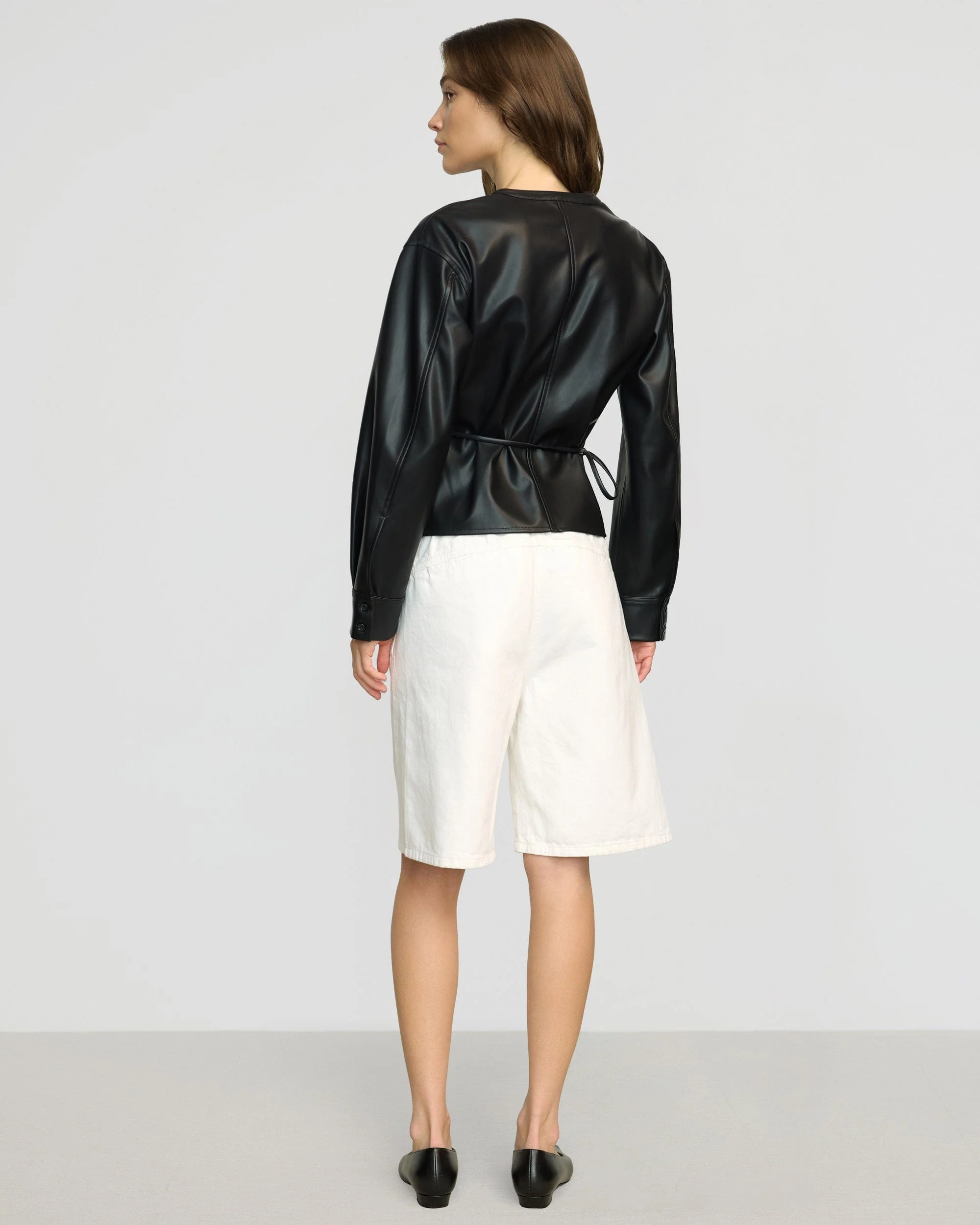 Sarit Vegan Leather Wrap Top